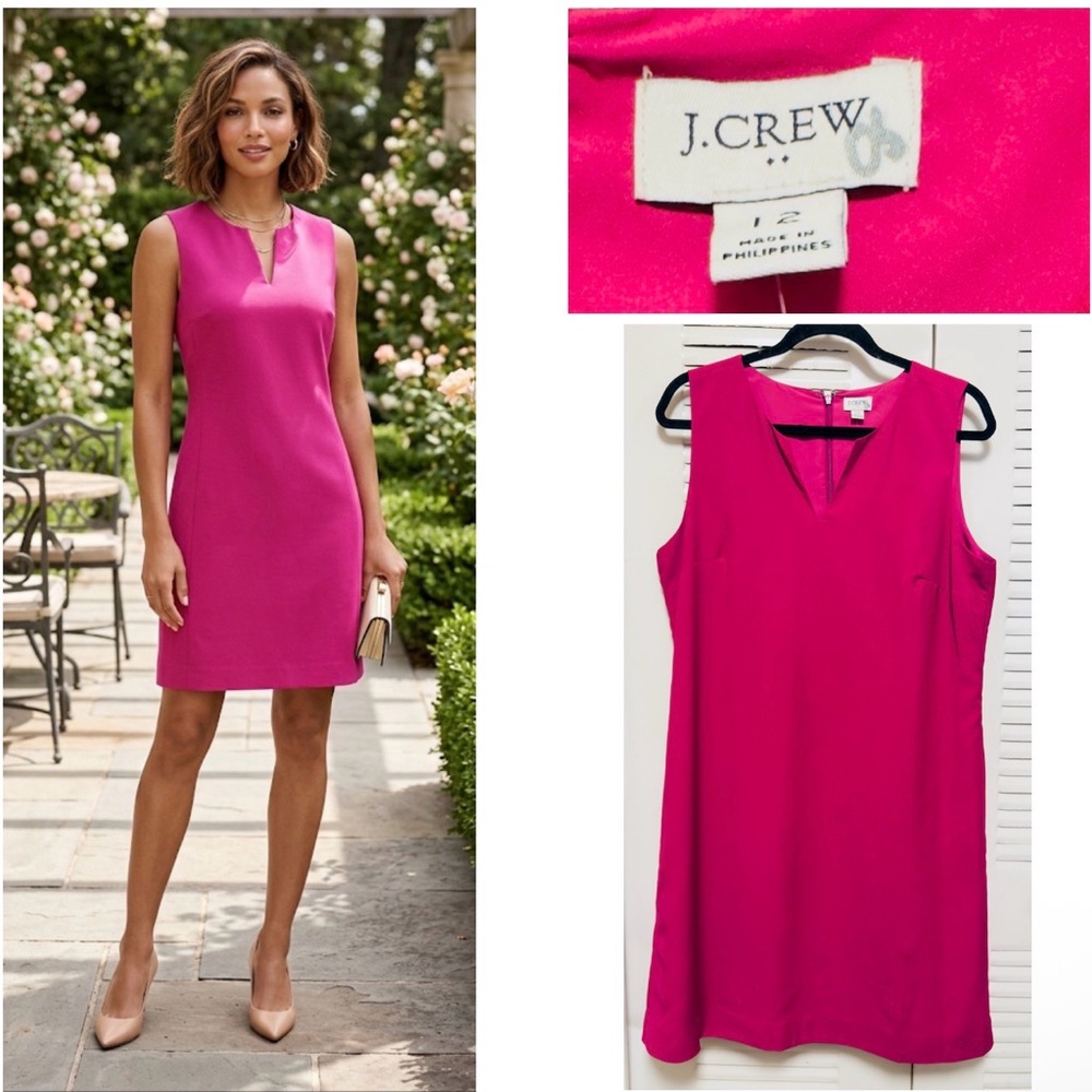 J. Crew Magenta Sleeveless Notch-Neck Mini Dress